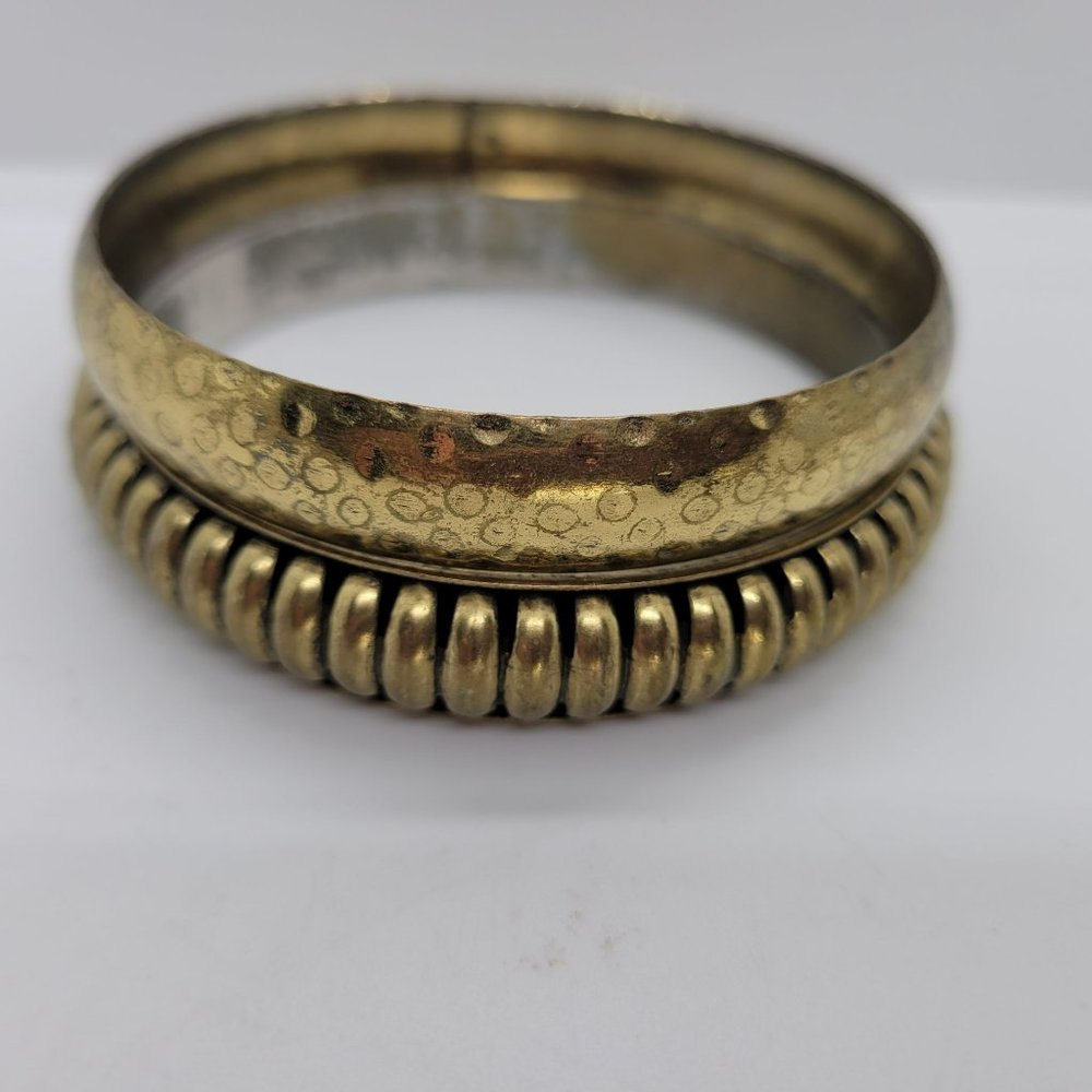 Bracelets (2) Brass Look Stackable 2.5"